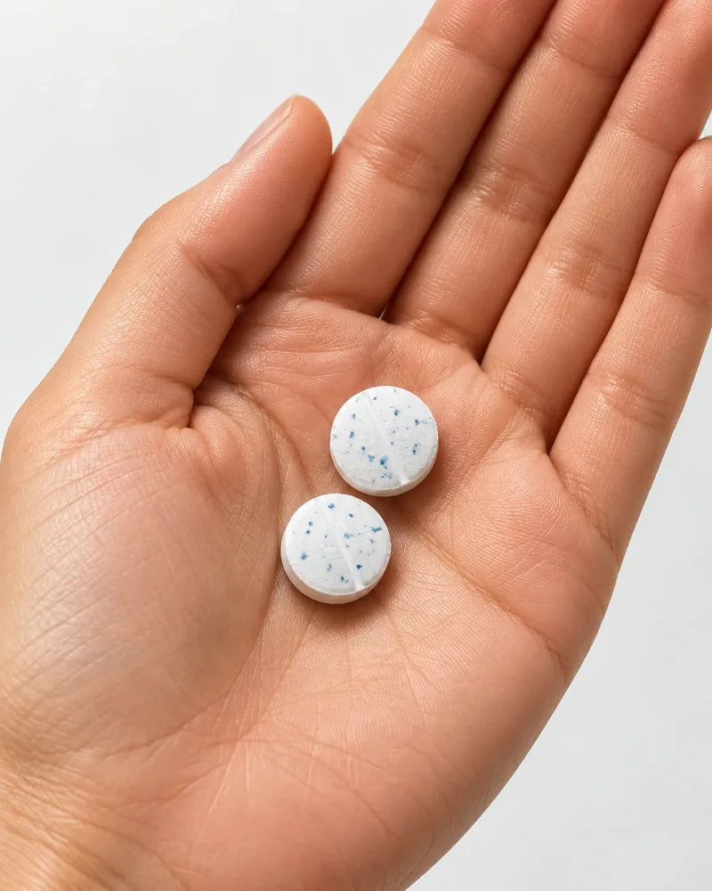 Duas pastilhas DOT na palma da mão